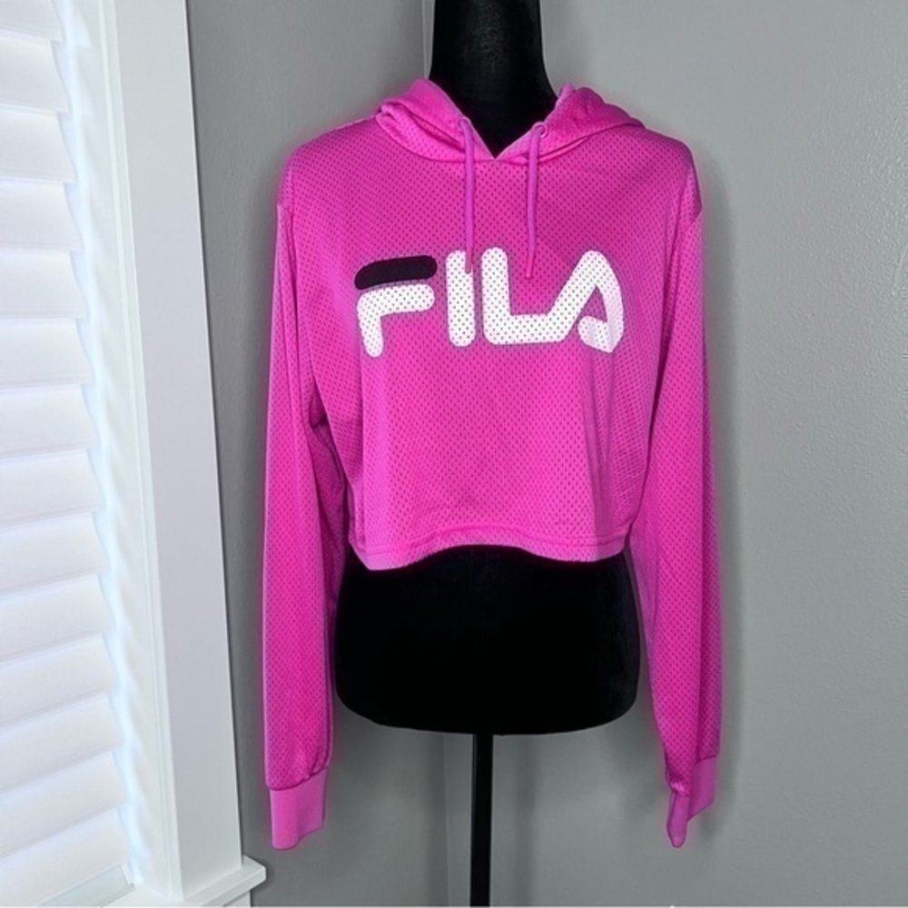 FILA Noemi cropped bright pink hoodie size large